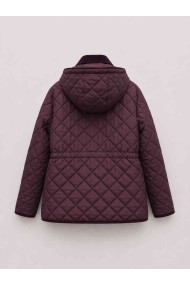 CHAQUETA ACOLCHADA CON CAPUCHA DESMONTABLE Y CUELLO DE PANA PARA MUJER GRANATE TY-M9297