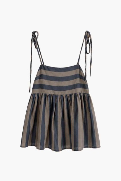 Vestido Corto De Tirantes Ajustables Con Rayas Para Mujer FBZMR22585
