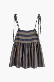 Vestido Corto De Tirantes Ajustables Con Rayas Para Mujer FBZMR22585