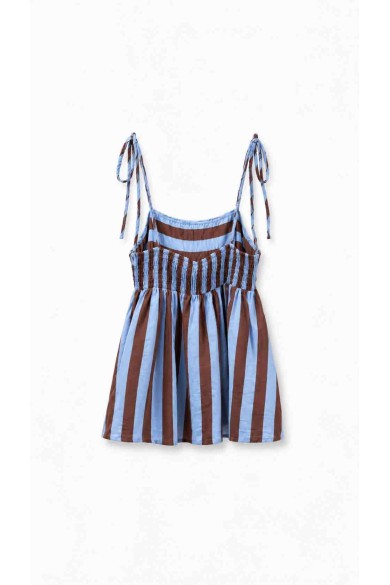 Vestido Corto De Tirantes Ajustables Con Rayas Para Mujer FBZMR22587