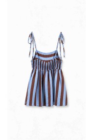Vestido Corto De Tirantes Ajustables Con Rayas Para Mujer FBZMR22587