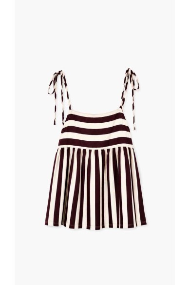 Vestido Corto De Tirantes Ajustables Con Rayas Para Mujer FBZMR22586