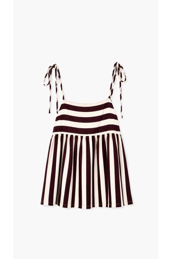 Vestido Corto De Tirantes Ajustables Con Rayas Para Mujer FBZMR22586
