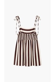 Vestido Corto De Tirantes Ajustables Con Rayas Para Mujer FBZMR22586