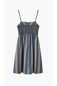 Vestido De Tirantes Con Rayas Y Botones Decorativos Para Mujer FBZMR22582