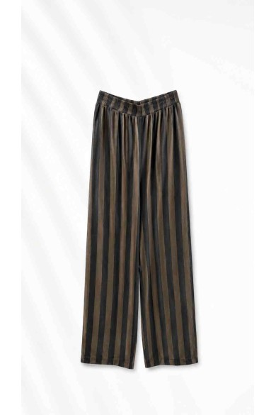 Pantalón Palazzo De Rayas Verticales Para Mujer Con Cintura Elástica FBZMR22579