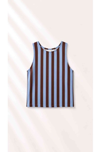 Camiseta De Tirantes Con Rayas Verticales Para Mujer FBZMR22578