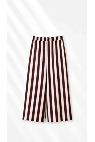Pantalón Palazzo De Rayas Verticales Para Mujer Con Cintura Elástica FBZMR22580