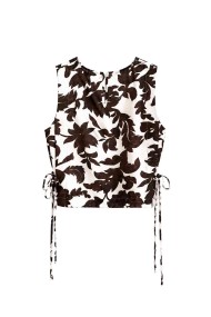 Top Mujer Sin Mangas con Estampado Floral y Lazos Laterales Ajustables, Estilo Casual FBZMR22566