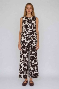 Top Mujer Sin Mangas con Estampado Floral y Lazos Laterales Ajustables, Estilo Casual FBZMR22566