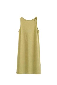 Vestido Corto Mujer Sin Mangas con Detalle de Nudo en Hombro, Diseño Liso y Corte Recto Casual FBZMR22606