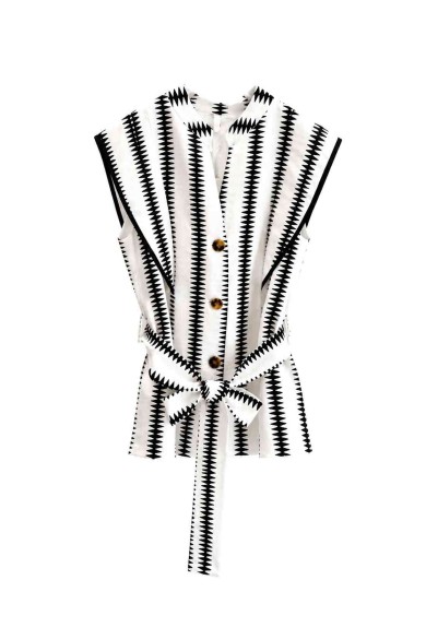 Chaleco Largo Mujer Estampado con Botones y Cinturón, Diseño Sin Mangas Estilo Casual Elegante FBZMR22608