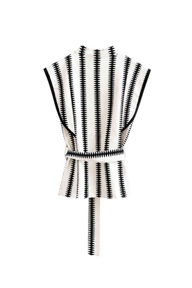 Chaleco Largo Mujer Estampado con Botones y Cinturón, Diseño Sin Mangas Estilo Casual Elegante FBZMR22608