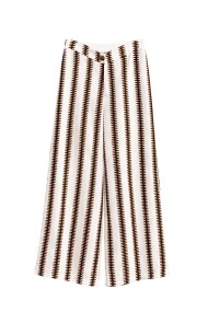 Pantalón Palazzo Mujer con Estampado Geométrico de Rayas, Cintura Alta y Pierna Ancha, Estilo Casual Elegante FBZMR22611