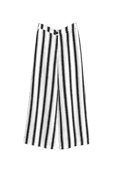 Pantalón Palazzo Mujer con Estampado Geométrico de Rayas, Cintura Alta y Pierna Ancha, Estilo Casual Elegante FBZMR22610