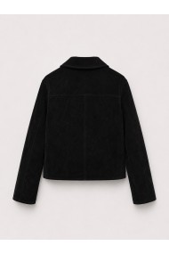 Chaqueta Mujer de Antelina con Botones, Cuello Camisero y Bolsillos Frontales, Estilo Casual Negro TY-M9210