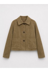 Chaqueta Mujer de Antelina con Botones, Cuello Camisero y Bolsillos Frontales, Estilo Casual Camel TY-M9210