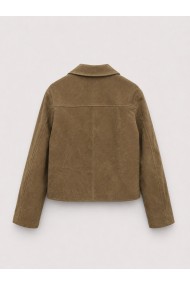 Chaqueta Mujer de Antelina con Botones, Cuello Camisero y Bolsillos Frontales, Estilo Casual Camel TY-M9210