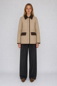 CHAQUETA ACOLCHADA CON CAPUCHA DESMONTABLE Y CUELLO DE PANA PARA MUJER BEIGE TY-M9297