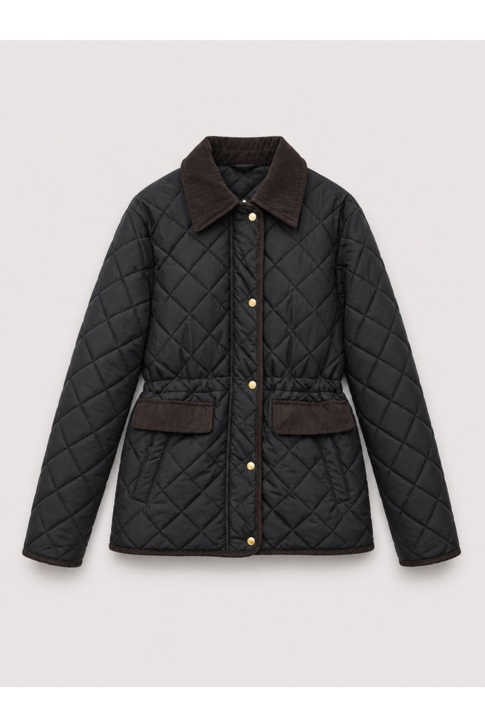 CHAQUETA ACOLCHADA CON CAPUCHA DESMONTABLE Y CUELLO DE PANA PARA MUJER MARRON OSCURO TY-M9297