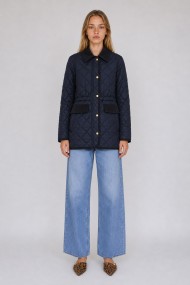 CHAQUETA ACOLCHADA CON CAPUCHA DESMONTABLE Y CUELLO DE PANA PARA MUJER AZUL MARINO TY-M9297
