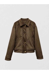 Chaqueta Mujer de Antelina con Botones Metálicos, Cuello Camisero y Bolsillos Laterales, Estilo Casual Vintage TY-M9321