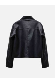 Chaqueta Corta Mujer de Polipiel con Cuello Alto, Botones Metálicos y Bolsillo Frontal, Estilo Minimalista TY-M9339