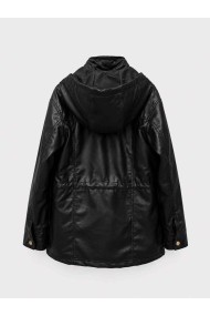 Parka Mujer de Polipiel con Capucha, Cremallera Frontal, Cintura Ajustable y Bolsillos Utility, Estilo Casual Urbano TY-M9300