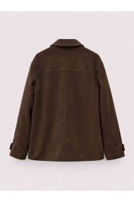 Chaqueta Mujer de Antelina con Cuello de Polipiel en Contraste, Botones Frontales y Bolsillos Laterales TY-M9337