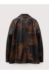 Chaqueta Mujer de Polipiel Efecto Desgastado con Botones, Bolsillos con Cremallera y Estilo Vintage Urbano TY-M9315
