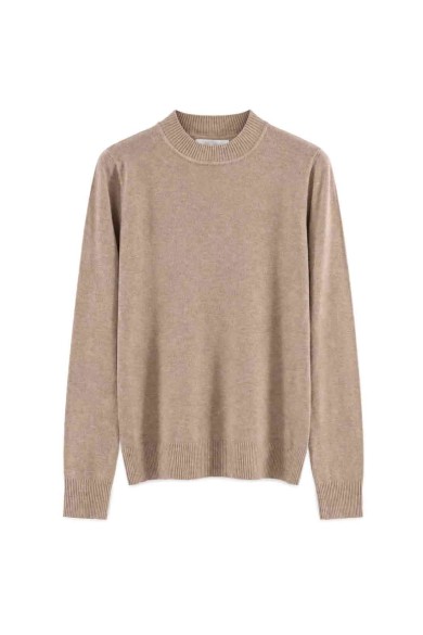 Jersey básico de punto fino con cuello perkins para mujer TB-3703