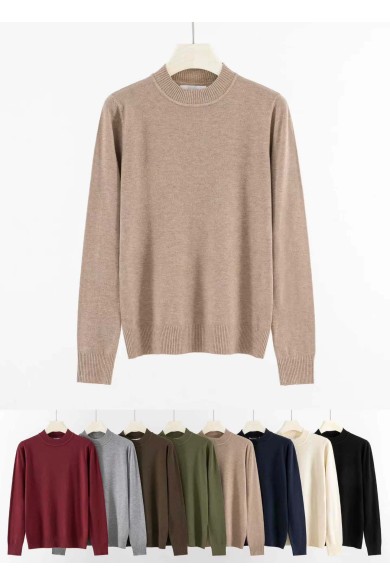 Jersey básico de punto fino con cuello perkins para mujer TB-3703