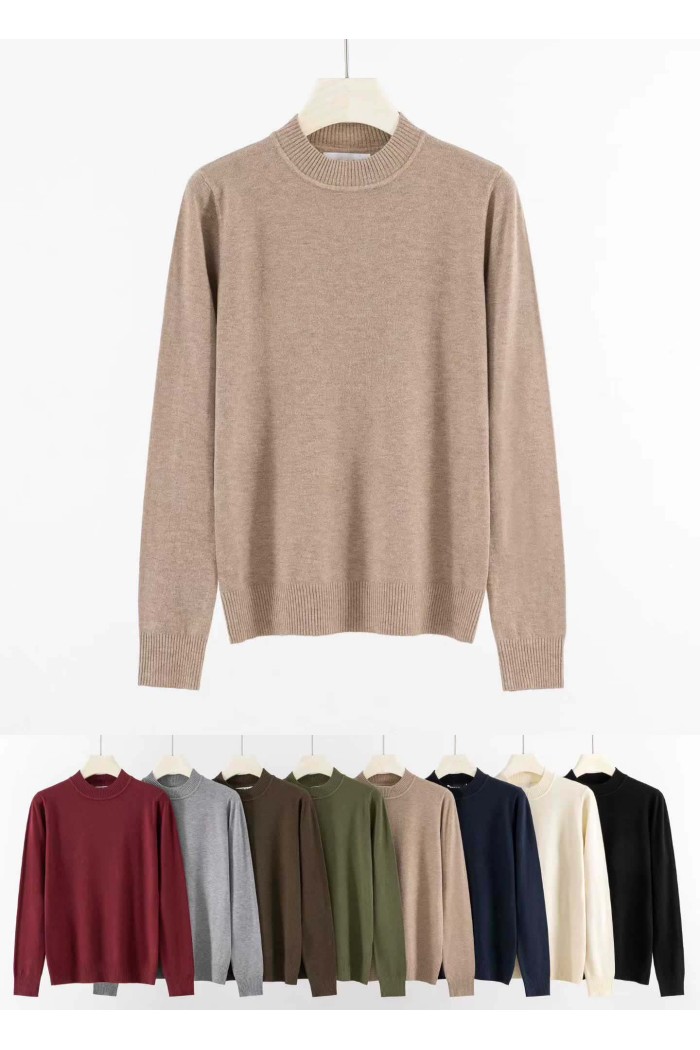 Jersey básico de punto fino con cuello perkins para mujer TB-3703