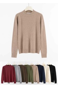 Jersey básico de punto fino con cuello perkins para mujer TB-3703