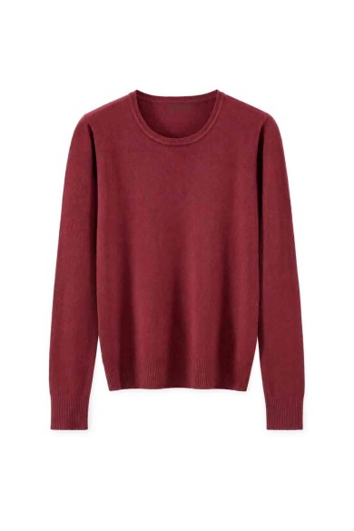 Jersey básico de punto fino para mujer con cuello redondo TB-3701