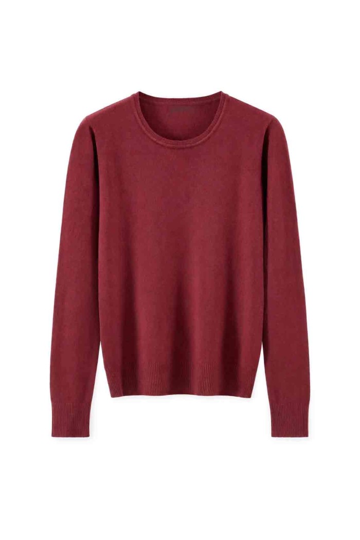 Jersey básico de punto fino para mujer con cuello redondo TB-3701