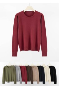 Jersey básico de punto fino para mujer con cuello redondo TB-3701