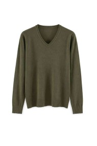 Jersey básico de punto fino con cuello de pico para mujer TB-3702