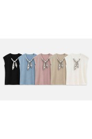 Top de punto sin mangas con pañuelo decorativo TB-SF8602