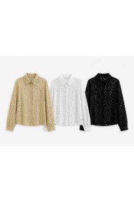 Blusa Camisera De Encaje Para Mujer, Manga Larga TB-X6370