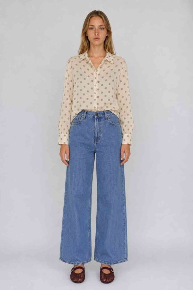 Blusa Camisera De Plumeti Con Lunares Para Mujer TB-X6353