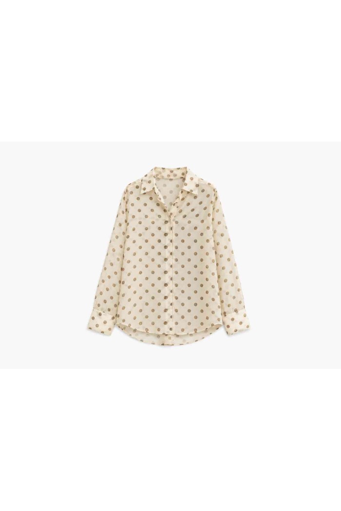Blusa Camisera De Plumeti Con Lunares Para Mujer TB-X6353