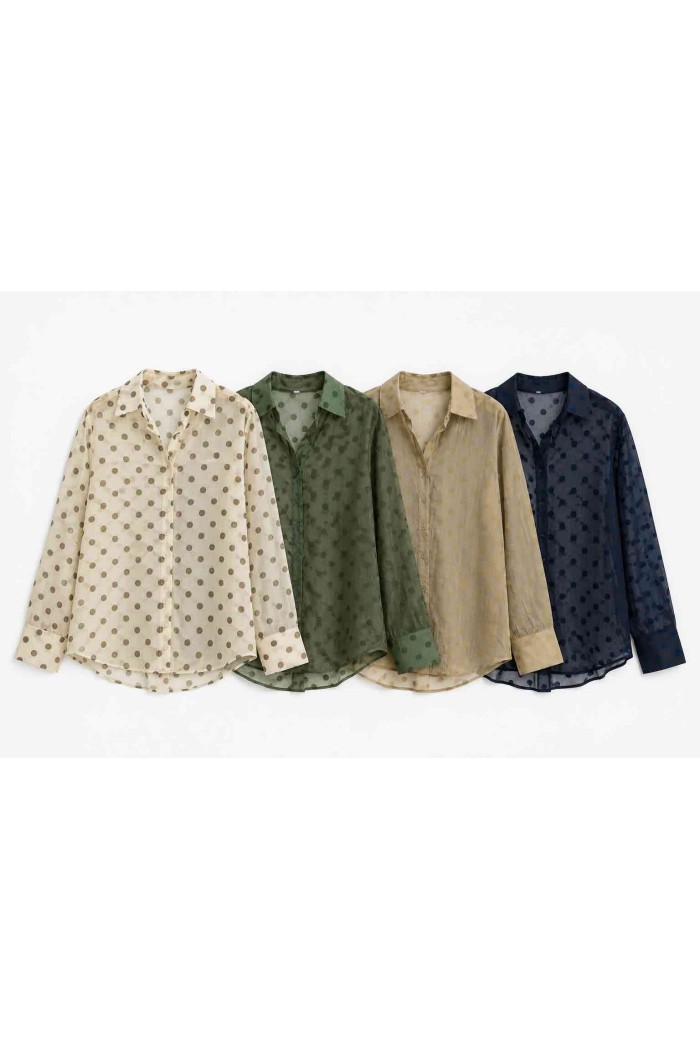Blusa Camisera De Plumeti Con Lunares Para Mujer TB-X6353