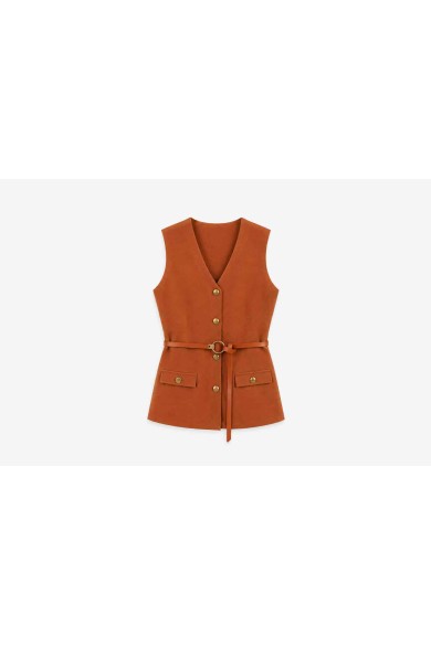 Chaleco Sastre Sin Mangas Para Mujer Cuello En V TB-SF8509