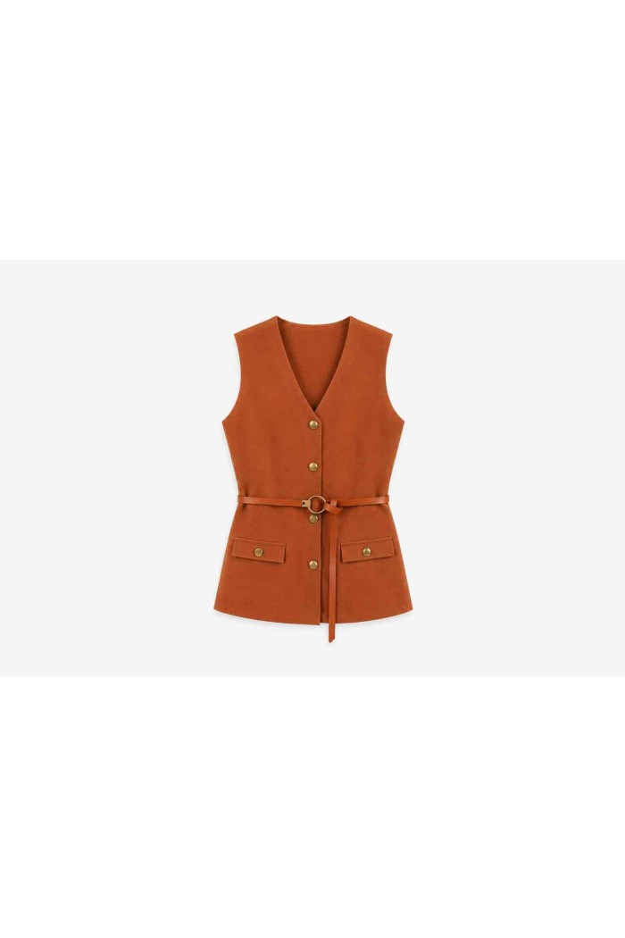 Chaleco Sastre Sin Mangas Para Mujer Cuello En V TB-SF8509