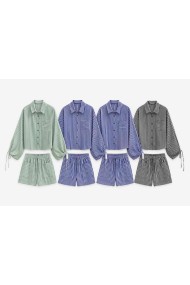 Conjunto De Mujer De 2 Piezas Con Camisa Corta De Rayas Y Shorts TB-M2651