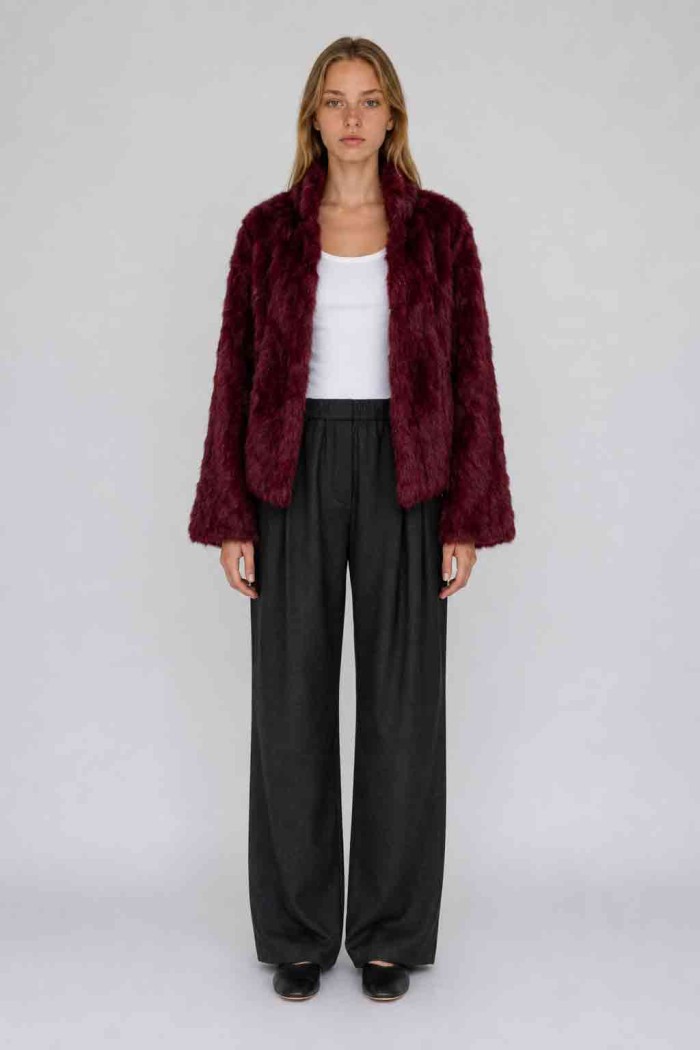 CHAQUETA PELO DE CONEJO GRANATE PC-LLL5566-04