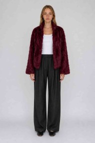 CHAQUETA PELO DE CONEJO GRANATE PC-LLL5566-04