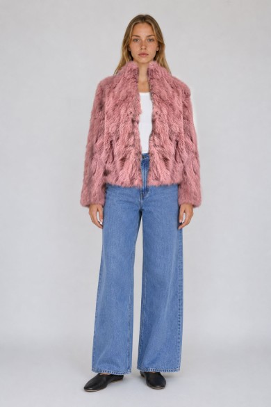 CHAQUETA PELO DE CONEJO ROSA PALO PC-LLL5566-08