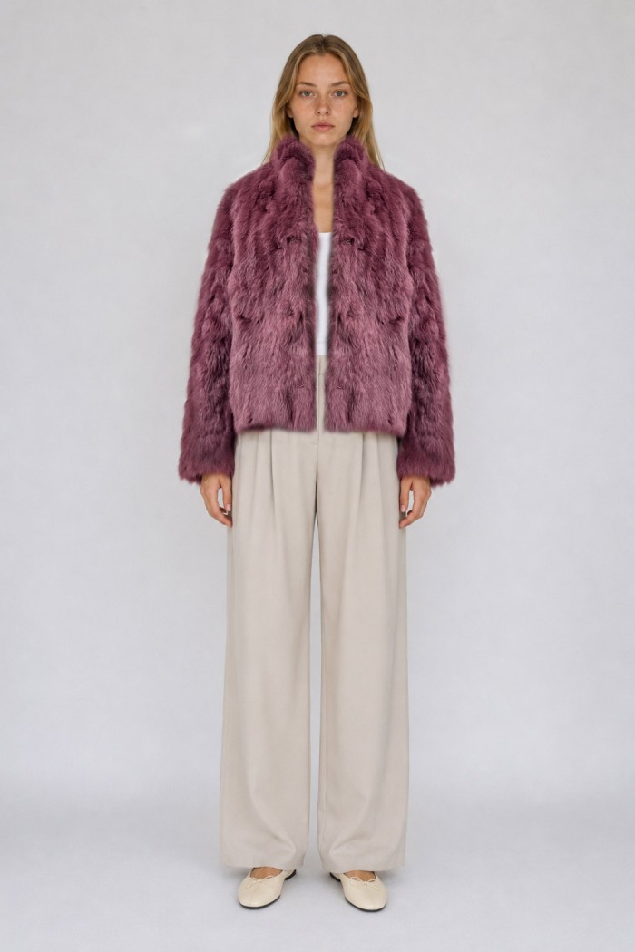 CHAQUETA PELO DE CONEJO MORADO PC-LLL5566-35
